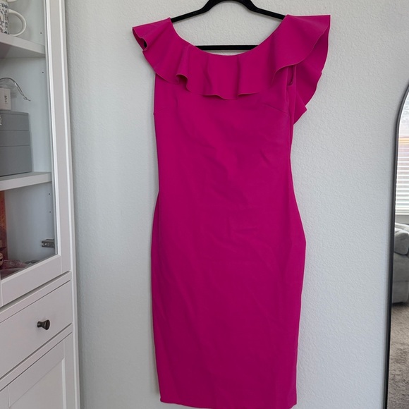 Chiara Boni Dresses & Skirts - Chiara Boni Magenta Pink Off The Shoulder Ruffle Dress